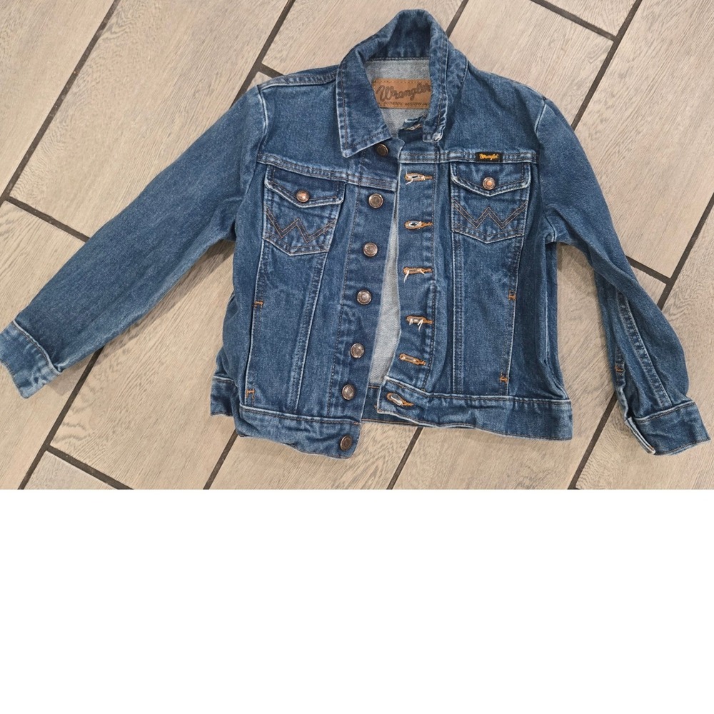 Wrangler Kids Authentic Western Denim Jacket Medium Wash Blue Trucker Jacket